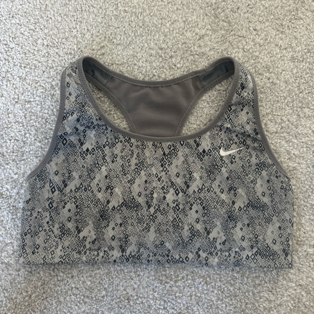 Nike Sports Bra Gray Geometric Diamond Print Sz XS
